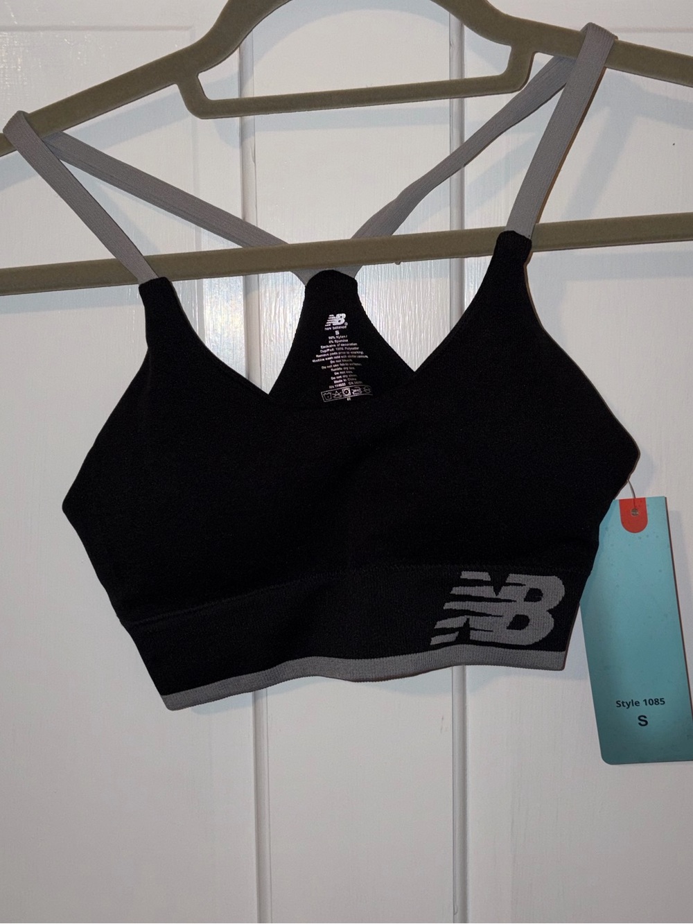 New Balance Black Sports Bra with Gray Straps